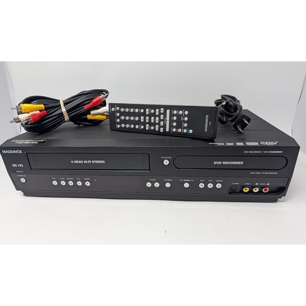 Magnavox ZV450MW8 DVD Recorder VCR VHS Combo Tested Remote AV Cables